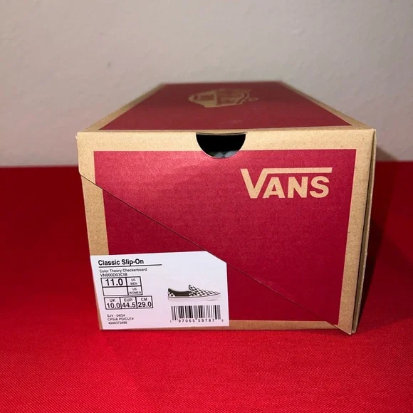 VANS Classic Slip-On Color Theory Checkerboard - 11 - Scarab Green / White - NWB - Picture 8 of 9